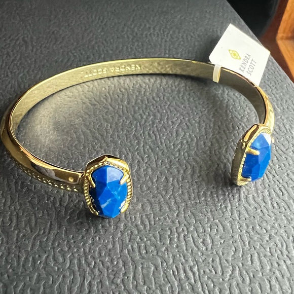 NWT KENDRA SCOTT ELTON cobalt gold cuff statement bracelet - Picture 4 of 4